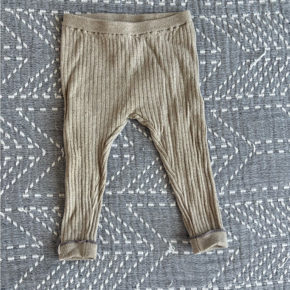 Zara Kids Ribbed Beige Leggings
